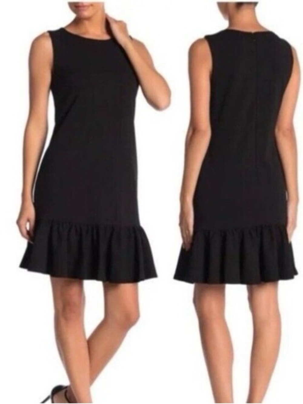 Betsy Johnson Ruffle Hem Black Sheath Dress